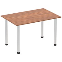Impulse Rectangular Table, 1400mm, Walnut, Brushed Aluminium Post Leg Impulse Rectangular Table, 1400mm, Walnut, Brushed Aluminium Post Leg