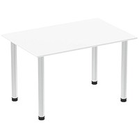 Impulse Rectangular Table, 1400mm, White, Brushed Aluminium Post Leg