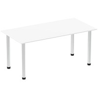 Impulse Rectangular Table, 1600mm, White, Brushed Aluminium Post Leg