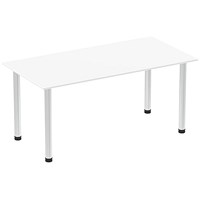 Impulse Rectangular Table, 1600mm, White, Brushed Aluminium Post Leg Impulse Rectangular Table, 1600mm, White, Brushed Aluminium Post Leg