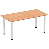 Impulse Rectangular Table, 1600mm, Oak, Brushed Aluminium Post Leg Impulse Rectangular Table, 1600mm, Oak, Brushed Aluminium Post Leg