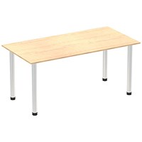 Impulse Rectangular Table, 1600mm, Maple, Brushed Aluminium Post Leg