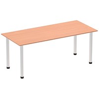 Impulse Rectangular Table, 1800mm, Beech, Brushed Aluminium Post Leg Impulse Rectangular Table, 1800mm, Beech, Brushed Aluminium Post Leg