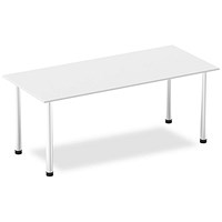 Impulse Rectangular Table, 1800mm, White, Brushed Aluminium Post Leg