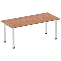 Impulse Rectangular Table, 1800mm, Walnut, Brushed Aluminium Post Leg