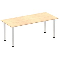 Impulse Rectangular Table, 1800mm, Maple, Brushed Aluminium Post Leg