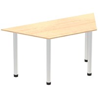 Impulse Trapezoidal Table, 1600mm, Maple, Brushed Aluminium Post Leg