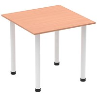Impulse 800mm Square Table, Beech, White Post Leg