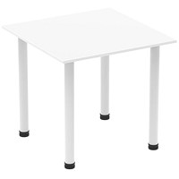 Impulse 800mm Square Table, White, White Post Leg