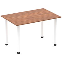 Impulse Rectangular Table, 1200mm, Walnut, White Post Leg