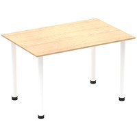 Impulse Rectangular Table, 1200mm, Maple, White Post Leg