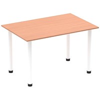 Impulse Rectangular Table, 1400mm, Beech, White Post Leg