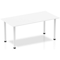 Impulse Rectangular Table, 1600mm, White, White Post Leg