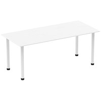 Impulse Rectangular Table, 1800mm, White, White Post Leg