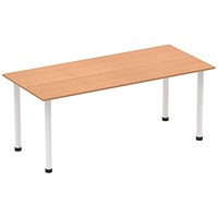 Impulse Rectangular Table, 1800mm, Oak, White Post Leg