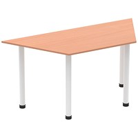 Impulse Trapezoidal Table, 1600mm, Beech, White Post Leg