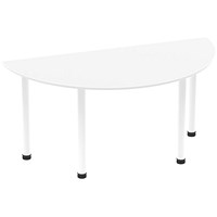 Impulse 1600mm Semi-circular Table, White, White Post Leg