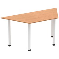 Impulse Trapezoidal Table, 1600mm, Oak, White Post Leg