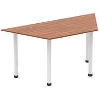 Impulse Trapezoidal Table, 1600mm, Walnut, White Post Leg