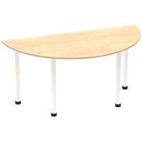 Impulse 1600mm Semi-circular Table, Maple, White Post Leg