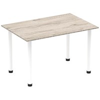Impulse Rectangular Table, 1200mm, Grey Oak, White Post Leg Impulse Rectangular Table, 1200mm, Grey Oak, White Post Leg