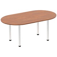 Impulse Boardroom Table, 1800mm, Walnut, Chrome Post Leg