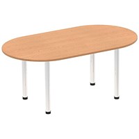 Impulse Boardroom Table, 1800mm, Oak, Chrome Post Leg