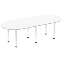 Impulse Boardroom Table, 2400mm, White, Chrome Post Leg