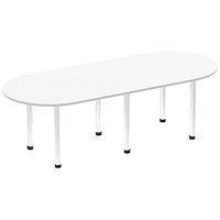Impulse Boardroom Table, 2400mm, White, Chrome Post Leg Impulse Boardroom Table, 2400mm, White, Chrome Post Leg