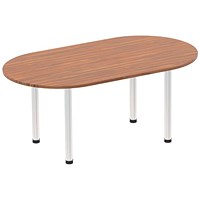 Impulse Boardroom Table, 1800mm, Walnut, Brushed Aluminium Post Leg