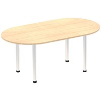 Impulse Boardroom Table, 1800mm, Maple, Brushed Aluminium Post Leg