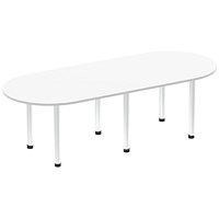 Impulse Boardroom Table, 2400mm, White, Brushed Aluminium Post Leg Impulse Boardroom Table, 2400mm, White, Brushed Aluminium Post Leg