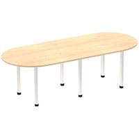 Impulse Boardroom Table, 2400mm, Maple, Brushed Aluminium Post Leg