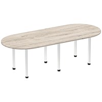 Impulse Boardroom Table, 2400mm, Grey Oak, Brushed Aluminium Post Leg
