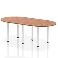 Impulse Boardroom Table, 2400mm, Walnut, White Post Leg Impulse Boardroom Table, 2400mm, Walnut, White Post Leg