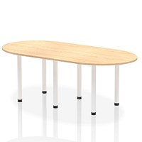 Impulse Boardroom Table, 2400mm, Maple, White Post Leg