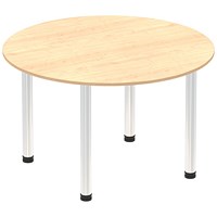 Impulse Circular Table, 1200mm, Maple, Chrome Post Leg