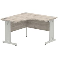 Impulse 1200mm Corner Desk, Silver Cable Managed Leg, Grey Oak