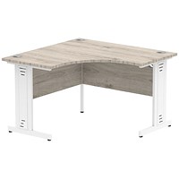 Impulse 1200mm Corner Desk, White Cable Managed Leg, Grey Oak