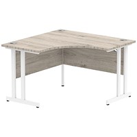 Impulse 1200mm Corner Desk, White Cantilever Leg, Grey Oak