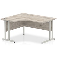 Impulse 1400mm Corner Desk, Left Hand, Silver Cantilever Leg, Grey Oak