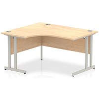 Impulse 1400mm Corner Desk, Left Hand, Silver Cantilever Leg, Maple