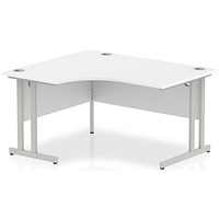 Impulse 1400mm Corner Desk, Left Hand, Silver Cantilever Leg, White