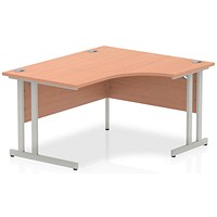 Impulse 1400mm Corner Desk, Right Hand, Silver Cantilever Leg, Beech