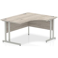 Impulse 1400mm Corner Desk, Right Hand, Silver Cantilever Leg, Grey Oak