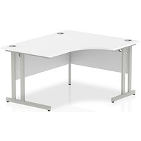 Impulse 1400mm Corner Desk, Right Hand, Silver Cantilever Leg, White