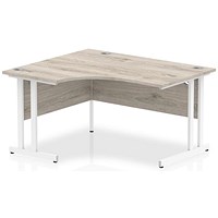 Impulse 1400mm Corner Desk, Left Hand, White Cantilever Leg, Grey Oak