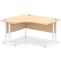 Impulse 1400mm Corner Desk, Left Hand, White Cantilever Leg, Maple
