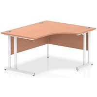 Impulse 1400mm Corner Desk, Right Hand, White Cantilever Leg, Beech