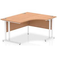 Impulse 1400mm Corner Desk, Right Hand, White Cantilever Leg, Oak